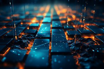 Poster - Abstract, digital art piece representing blockchain encryption.