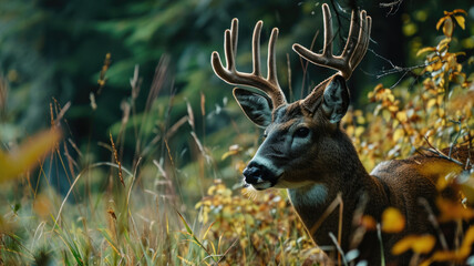 Poster - A deer standing in tall grass, perfect for nature or wildlife-themed designs