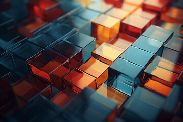 Aufkleber - Abstract, minimalist blockchain data blocks with subtle shading.