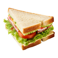 sandwich with ham and cheese on transparent background