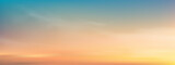 Fototapeta Zachód słońca - Sky Blue with cloud background,Vector Horizon beach sunset with yellow,pink,orange pastel in Spring,Panorama beautiful Nature morning sunrise sky in Summer,Banner landscape background