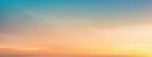 Sky Blue With Cloud Background,Vector Horizon Beach Sunset With Yellow,pink,orange Pastel In Spring,Panorama Beautiful Nature Morning Sunrise Sky In Summer,Banner Landscape Background