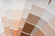Blue Color samples palette design catalog. New trending PANTONE Peach Fuzz colour of 2024 year