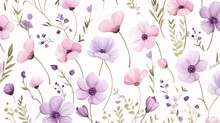 Watercolor Painted Purple Flower. Hand Drawn Flower Design Elements Isolated On White Background.