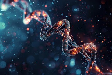 3D DNA molecule on dark background