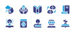 Knowledge icon set. Duotone color. Vector illustration. Containing knowledge, open book, idea, machine learning, knowledge transfer, book, growth, literature.