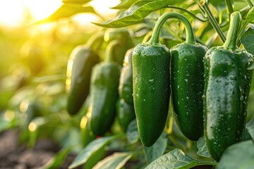 Wall Mural - jalapeno pepper in the middle of the tree garden professional photography