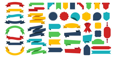ribbon set in colorful design. ribbon elements. ribbon icon set. set of ribbons banners with label, 
