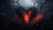 Interlaced Black Hearts Of The Witch In The Fog