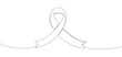 Continuous one single line drawing ribbon cancer. Awareness cancer day. Outline ribbon cancer icon, logo