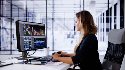Fototapete - Video Editor Computer Software