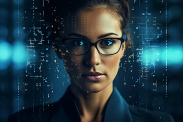 Poster - Successful Male Female Data Center IT Specialist Computer technologies Generative AI picture