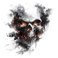 Sticker - Scary skull face style character, with transparent background, for use on t-shirts or posters