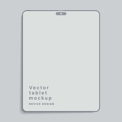 Poster - clay tablet mockup with blank screen top view isolated on grey background. device with shadow in a minimalist style for your design goals. vector illustration