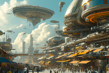 Future World Technology, AI Tools, Robo,Out Side, Day Time, Lots Of Peoples, Vehicles, Buildings, Cloudy Sky, Fresh Vibe