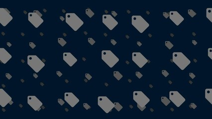 Poster - Discount label symbols float horizontally from left to right. Parallax fly effect. Floating symbols are located randomly. Seamless looped 4k animation on dark blue background