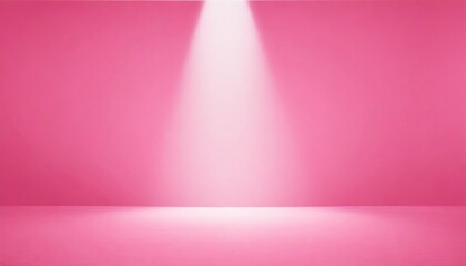 Wall Mural - Empty studio with a beam of light on pink paper background. Minimalist mockup, podium display and showcase, studio room, Desk illuminated by spotlight, interior room for displaying products