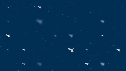 Poster - Template animation of evenly spaced angle grinder symbols of different sizes and opacity. Animation of transparency and size. Seamless looped 4k animation on dark blue background with stars