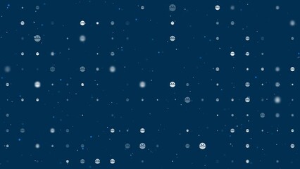 Poster - Template animation of evenly spaced masked face symbols of different sizes and opacity. Animation of transparency and size. Seamless looped 4k animation on dark blue background with stars