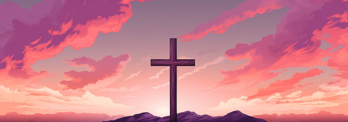 Ethereal Cross in Misty Landscape
