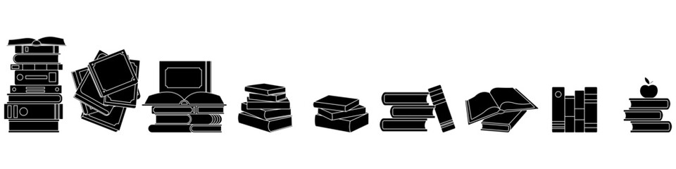 Fototapete - Books icon vector set. Library illustration sign collection. Archive symbol. Textbooks logo.
