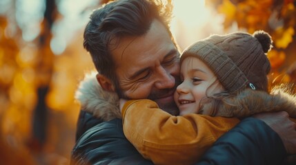 Happy loving family. Father and his daughter child girl playing outdoors