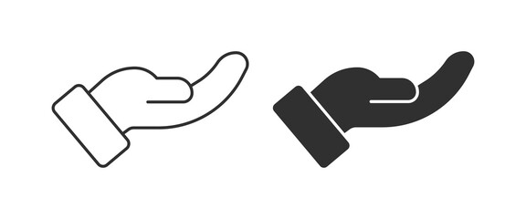 Poster - Palm icons. Line, palm beggars icons. Vector icons