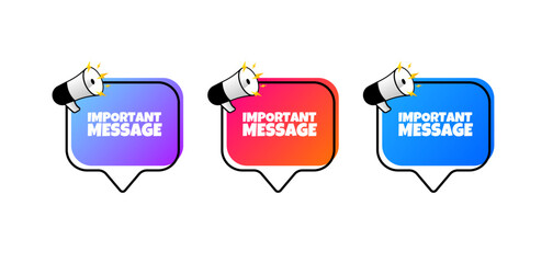 Poster - Important message bubbles. Flat, color, speech bubbles, important message signs. Vector icons