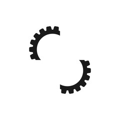 Two halves gear wheel. Quarter and fourth part of the pinion. Half a cogwheel. Vector silhouette. 