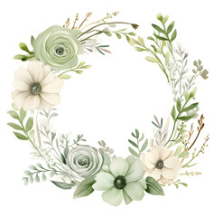  Beautiful vector watercolor wreath with eucalyptus branches and flowers