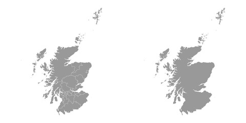 Canvas Print - Scotland grey map with council areas. Vector illustration.