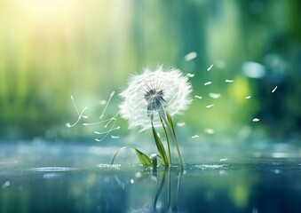 Wall Mural - dandelion in the grass