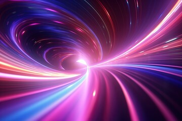 Wall Mural - bstract futuristic background with pink blue glowing neon moving high speed wave lines and bokeh lig