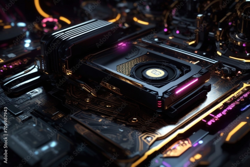 Highly detailed technology texture, AI supercomputer Chrome, insane ...
