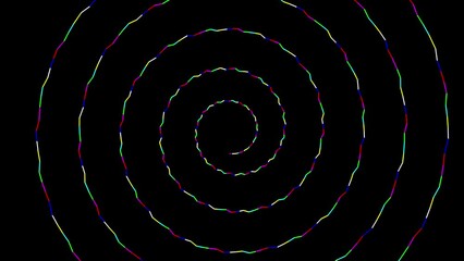Wall Mural - Colorful spiral waves motion graphics with plain black background