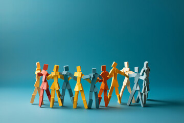 Paper human figures making circle on white background. Diversity and Inclusion concept