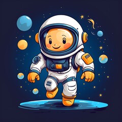 Wall Mural - Detailed cute astronaut on plain background. Generative Ai
