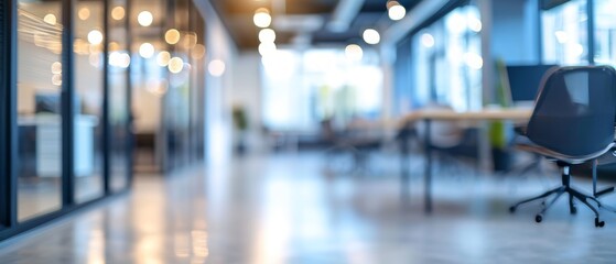 Canvas Print - Blurred View of a Modern Open Space Office: The Dynamic Environment of a Contemporary Workplace