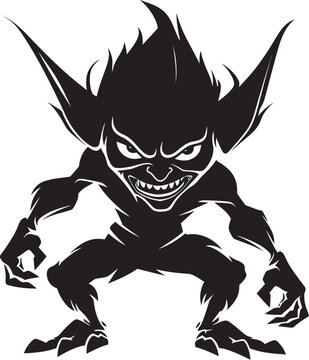 Grim Goblin Glory Full Body Vector Emblem Sinister Goblin Schematics Cartoon Logo