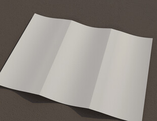 Poster - Showcase your content with this 3D illustration of a blank brochure mock-up, featuring a simple and harmonious background. Roll-Fold 297mm 210mm size.
