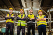 © Quality Stock Arts - Engineer male team working in heavy industry standing together. group of professional people teamwork happy confident.