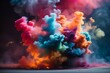 A vibrant explosion of colors as multicolored smoke spreads across a bright background.