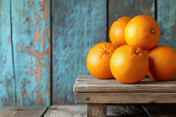 Orange fresh fruit on wooden table. Generative AI