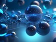 Blue liquid serum background with blue molecular atom structures. Generative AI