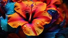 Close Up View Of Beautiful Blooming Hibiscus Flower