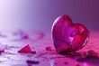 Concept d'amour avec un cœur brisé sur un fond violet