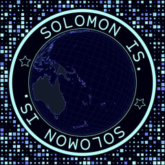 Fototapete - Solomon Islands on globe vector. Futuristic satellite view of the world centered on the Solomon Islands. Geographical illustration with the shape of the country and squares background.
