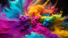 A Kaleidoscope Of Hues, Swirling And Dancing In A Mesmerizing Display Of Colored Powder.