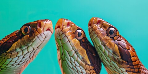 Wall Mural - Snakes on Blue Background