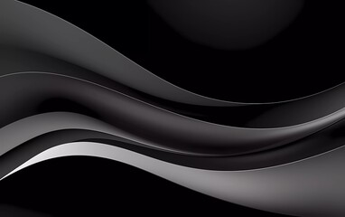 Sticker - Black and silver paper waving abstract banner design. Wavy vector background. generative ai